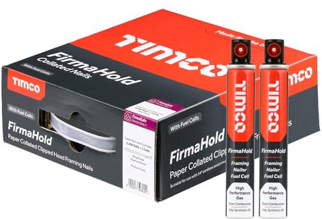 Firmahold Galvanised Collated Clipped Nails with Gas 50,63,75 & 90mm to fit Paslode,Quickload,Nailfire (2.8 x 63mm (3300 Nails, 3X Gas))