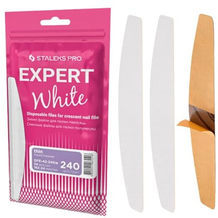 STALEKS PRO 50 pezzi di ricambio per lime per unghie adesive usa e getta a forma di mezzaluna. Esperto. Grana 100 (grana 240)