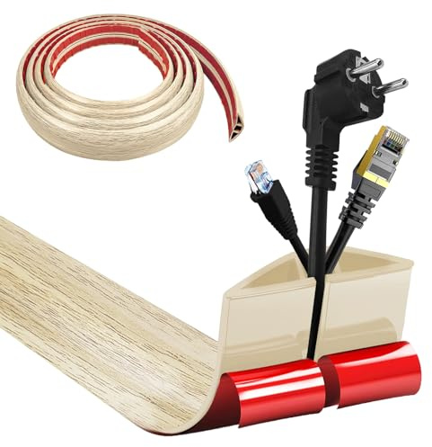 Kabelkanal Selbstklebend, Kabelbrücke Boden,5cmx300cm Flexibler PVC Flach Kabelabdeckung Boden Kabelschutz Kabelschacht für alle Netzkabel Haus,Büros,Hotels,Lager,usw-Leicht Schneiden -2# Holzmaserung
