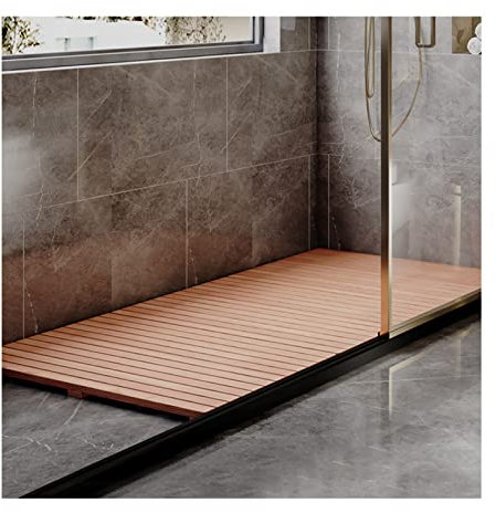 rutschfeste Badematte aus Bambus, wasserdichte Duschwanne aus Holz, rutschfestes Badewannenzubehör, für den Innen- und Außenbereich geeignet, 80 x 100 cm (31 x 39 Zoll) – perfekt für elegant