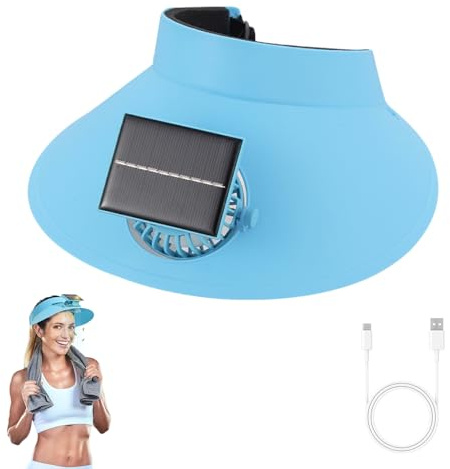 Mütze mit Ventilator, UV-Schutz Kappe mit Solar-Ventilator, 2025 neu Leicht Cap mit Ventilator in 3 Stufen Windschwindigkeit, USB Type-C/Solar Betreib, für Outdoor Sport Radfahren