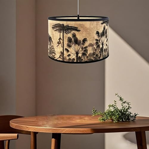 Kinhwa Abat-jour décoratif rond unique pour lustres, lampadaires, lampes de table, 30 x 20 cm, abat-jour en bambou mandarine
