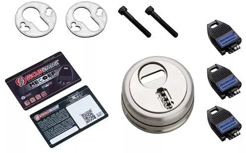 SECUREMME Mec-Def Kit Protettore Meccanico per Cilindro Europeo, Interasse 38 mm, Anti-effrazione con 3 Chiavi, BRONZO