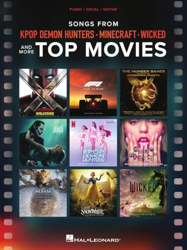 Songs from Kpop Demon Hunters, Minecraft, Wicked and More Top Movies | Piano Vocal Guitar Songbook Sheet Music for Singers Pianists and Guitarists | 16 Film Songs with Lyrics and Chords