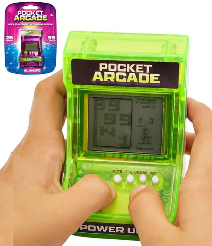 Pocket Arcade Retro Gaming Device Handheld Electronic Game with 26 Games and 99 Levels Compact Translucent Design Bright Colours Portable Entertainment for Kids