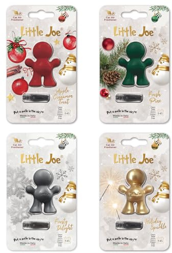 4x Lufterfrischer Weihnachtsmix LIMITED EDITION Little Joe® Car Air Freshener – Christmas/Winter Edition (Gold/Silver/Dunkel Grün und Dunkel Rot)