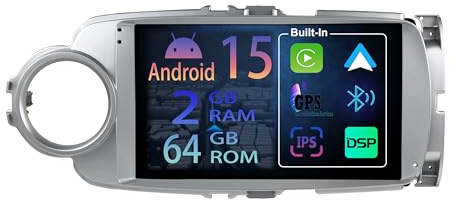 [2+64GB] 9 Android 15 Autoradio per Toyota Yaris Grmn 2012-2017 Radio Carplay Stereo Wireless Mit Car Play GPS Auto Navi Bildschirm Bluetooth Navigation Player Touchscreen FM SWC