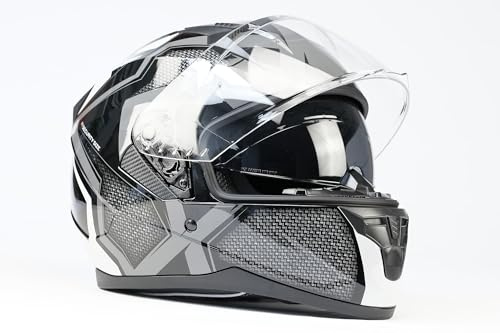 BNO X6 Motorradhelm Integralhelm – sportlicher Helm, mit Belüftung & Ratschenverschluss – waschbares Innenfutter – Größen S bis XL – Schwarz/Grau