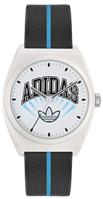adidas Project Two Unisex Armbanduhr, Quarz Analog, Kunststoff, 38 mm, Kunststoffarmband, Schwarz, 5 bar, Zifferblattfarbe: Mehrfarbig, AOST25038