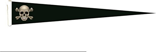 U24 Langwimpel Pirat Totenkopf Fahne Flagge Wimpel 200 x 40 cm Premiumqualität
