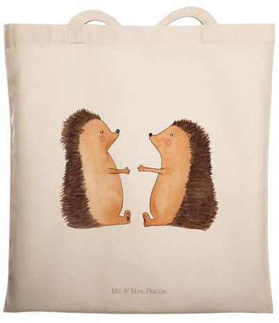 Mr. & Mrs. Panda Tragetasche Igel Liebe - Geschenk, Stoffbeutel, Partner, Heiratsantrag, Jahrestag, Hochzeit, Verliebt, Hocheitstag, Einkaufstasche,