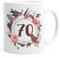 MoonWorks Geburtstags-Tasse 70 siebzig Geschenk-Tasse Kaffee-Tasse Blumen Blüten Blumenkranz weiß Unisize