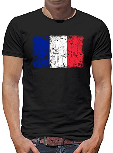 TShirt-People Frankreich Vintage Flagge Fahne T-Shirt Herren XL Schwarz