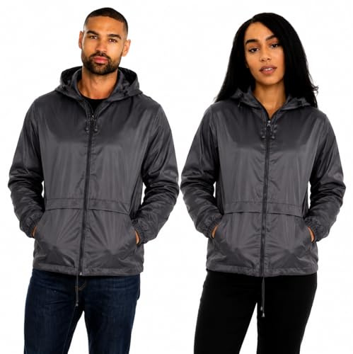 Style It Up Unisex Mens Ladies Water Resistant Plain Raincoat Kagools Jacket Hooded Cagoule (Grey, 3XL)