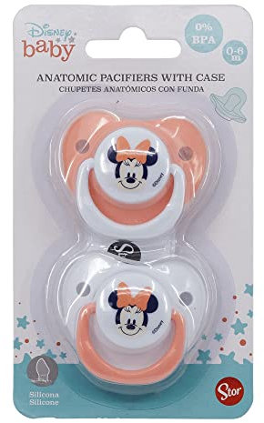 2ER SET SCHNULLER ANATOMISCHE SILIKONNIPPEL 0 BIS 6 M MIT MINNIE INDIGO DREAMS CASE
