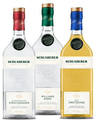 Schladerer Obstbrand Klassiker Set mit Schwarzwälder Kirschwasser, Williams-Christ Birnenbrand und Alte Zwetschge aus dem Schwarzwald Obstbrände (3 x 700 ml)