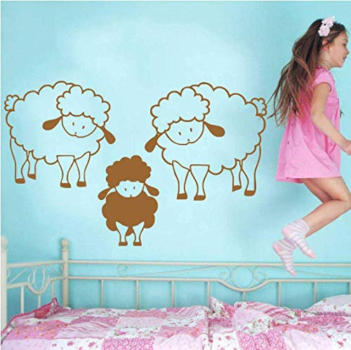 Bewegliche Schafe Familie Liebe Wandaufkleber Diy Niedliche Schafe Kinder Schlafzimmer Wandkunst Dekoration Poster Humorvolles Tier 36X57Cm