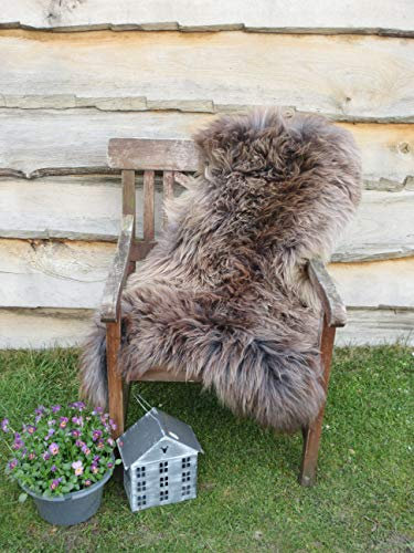 Echtes Öko Merino Schaffell Lammfell Fell braun-weiß ökologische Gerbung (130-140 cm)
