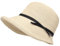 Damen Sonnenhut mit breiter Krempe, elegant, strukturiert, gebogen, Fedora-Schlapphut, Strandhut, LSF 50+, Beige, Medium