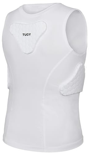 TUOY Gepolstertes Brust-Rippenschutz-Shirt für Jugendliche, Kinder, Fußball, Baseball, gepolstertes Kompressionsshirt