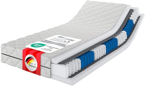 MSS e.K. Tonnentaschenfederkernmatratze Medic Plus | 180x210 cm | Härtegrad H2 | ergonomische 7 Zonen Matratze | Höhe ca. 21 cm| Oeko-Tex Zertifiziert | Made in Germany