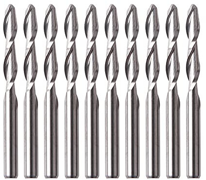 Chesoon 1/8 di Pollice Ball Nose End Mill Cutter Double Flute CNC Router Bit per la fresatura di Legno PVC 3D Scultura Sgrossatura 10 Pack