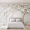 YXTSmurals Papier Peint Mural 3D Blanc Mode Arbres Fleurs Papier Peint Intissé Trompe L'Oeil Tapisserie Photo Auto-Adhésif Poster Tableaux Muraux Décoration Murale