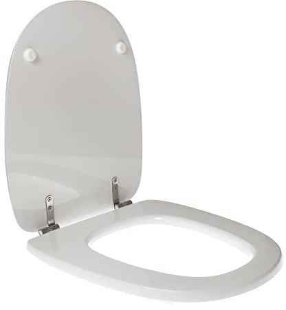 WC-Sitz für Delta Raffaello aus hochwertigem Polyester, Scharnier aus Edelstahl, Farbe: Weiß, Verschluss: Normal