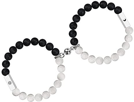 free-space 2 passende Sonne-Mond-Armbänder Yin Yang Magnetisches Paar Armband Lavaperle Freundschaft Beziehung Freund Freundin (Sun Moon)