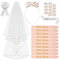 Jga Bride to Be Deko, 16 Pcs Team Bride Schärpe und Schleier Set, mit Braut, Abzeichen, Tiara, Tattoos, Deko Jga Accessoires für Junggesellenabschied Frauen, Bachelorette Party