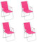 Baroni Home Chaise Pliante de Mer, Chaise Plage ou Camping en Toile, Bains de Soleil Chaise d'Extérieur Coloré avec Accoudoirs, 52x44x76 cm (Rose, 4 Pièces)
