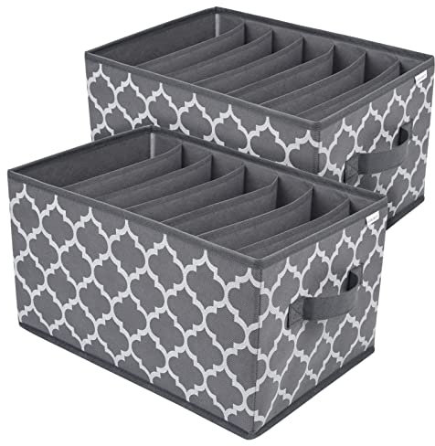 REGALMATE Wardrobe Storage boxes - Clothes Organiser for Drawers - Draw Dividers Box for Underwear, Jeans, Trousers, T-shirts, Pants, Sweaters, Baby Clothing & Bedroom Closet Organizers - 2 packs