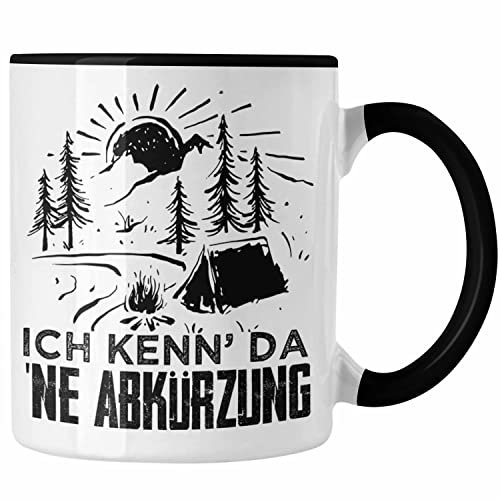 Trendation - Wandern Tasse Geschenk Wanderer Ich Kenn Da Ne Abkürzung Geschenkidee Berge Alpen Geschenke (Schwarz)