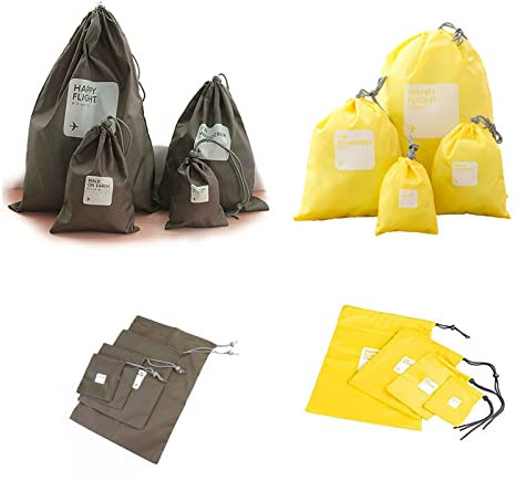 8 Stücke Packbeutel, Aufbewahrungstasche Nylon Drawstring, Reisen Organisatoren Beutel, Reisebeutel in Verschiedenen Größen, Wasserdicht Stausack Kordel, Beutel Organisatoren für Kosmetik Outdoor