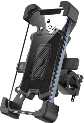 AXTInt Handyhalterung Fahrrad, Motorrad, Universal Handyhalter Stoßfester - Fahrradhalterung mit 360° Drehbar für 4, 7-6, 8 Zoll Smartphone【1S Schnelle Demontage】, starkes schwarz