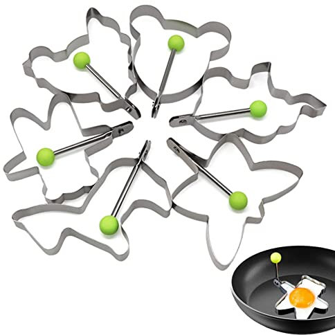 Anneaux de cuisson pour œufs, 6 styles d'animaux, anti-adhésifs pour frire les œufs | Moule à crêpes en acier inoxydable pour œufs pochés et omelettes