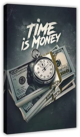 Times Is Money inspirierende Kunst Leinwand Poster Wandkunst Dekor Bild Gemälde für Wohnzimmer Schlafzimmer Dekoration Rahmen Stil 40 x 60 cm