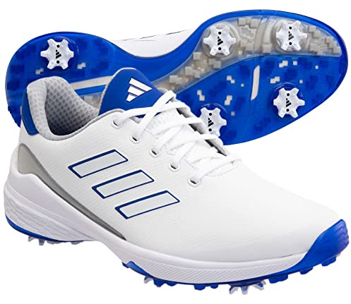 adidas Men's ZG23 Golf Shoe, White|blue, 9.5 Wide