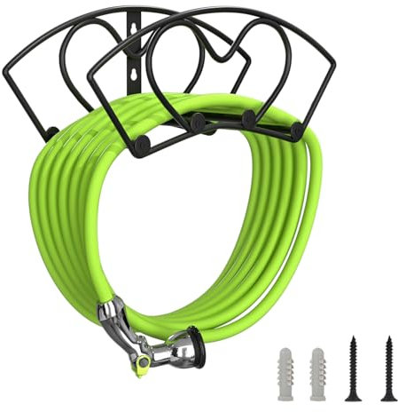 VyGrow Hose Holder Wall Mount, Heavy Duty Garden Hose Holder, Solid Metal Hose Hanger Holds Up to 150ft, Decorative Water Hose Holder for Outside Yard, Durable Garden Hose Storage Hose Reel, Black