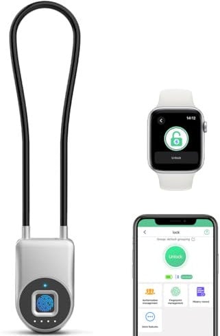 elektronisches Kabelschloss eLinkSmart Fahrradschloss Fingerabdruck mit Fingerabdruck/Telefon-App: 38CM Länge wasserdicht schlüsselloses Kabel-Schloss