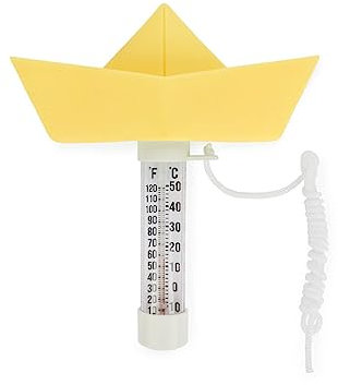 Balvi Pool-Thermometer Paper Boat Farbe Gelb Schwimmendes Origami-Boot Kunststoff 15 x 16 cm