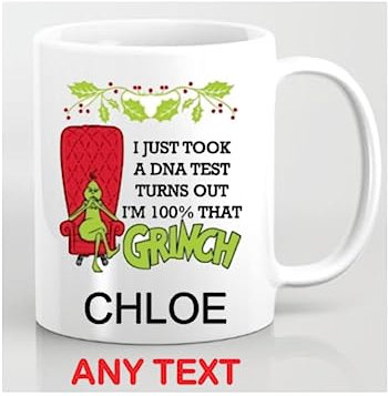 Personalised Holiday Grouch Mug Cup, add Any Name, Custom Gift, Christmas