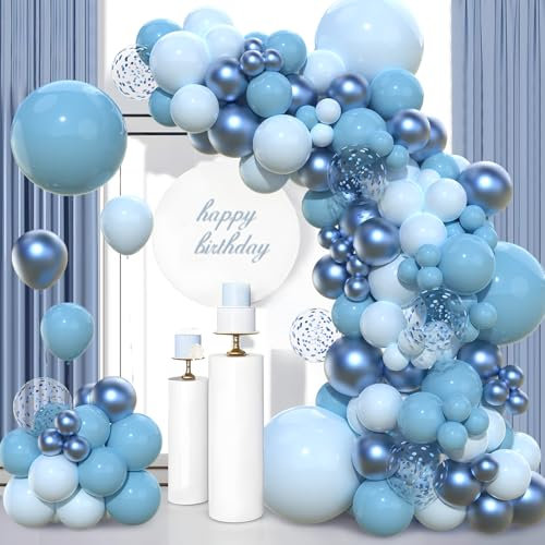 Hellblaue Luftballon Girlande Set,Ballon Girlande Geburtstagsdeko Blau,Luftballons Blau Verschiedene Größen 18 12 10 5 Zoll,Luftballons Konfirmation,Ballon Blau Für Baby Shower Deko Boy Hochzeit Party