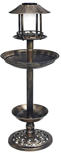 Décoration Jardin Baignoire mangeoire pour Oiseaux à LED à énergie Solaire Plastique DEC020803