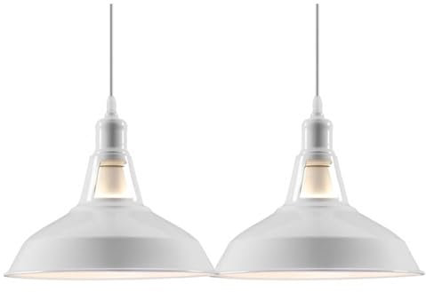 DC VOLTAGE Modern White Light Shade with Metal Easyfit Bulb Guard 16cm x 30cm, Lampshades for Ceiling Lights, Shade Rings Pendant Light Shade, Lamp Shades for Bedroom, Living Room, Kitchen, Hallway