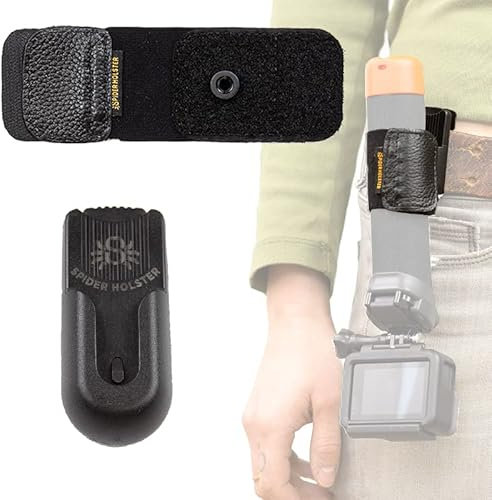 Spider Holster - SpiderMonkey Gürtelholsterclip und elastische Umwicklung für Action-Kameragriffe – Taillenmontierter, selbstsichernder Gürtelclip – kompatibel mit DJI Osmo, CamKix, GoPole, GoPro,