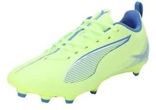 PUMA Unisex Youth Ultra 5 Play FG/AG JR Soccer Shoe, Fizzy Apple-PUMA White-BLUEMAZING, 31 EU