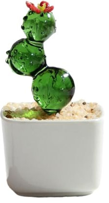 ESTINTENG Décoration en verre de cristal avec germes de haricots succulents, cactus de Noël en pot, orchidée cloche, plante artificielle, boule de cactus