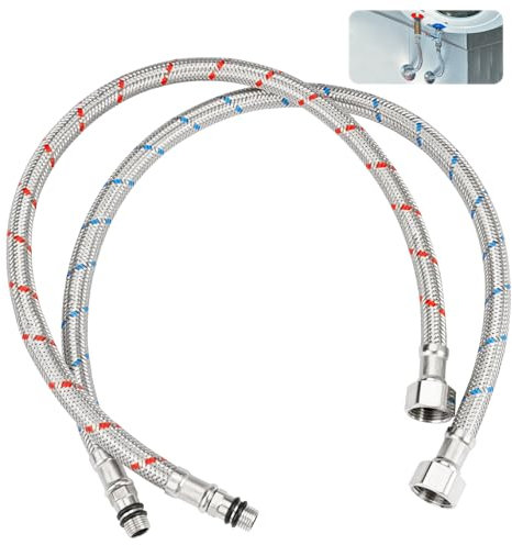 2 Pezzi Tubo Flessibile Doccia G3/8 x M10 Tubo di Collegamento per Rubinetto, 50cm Tubo di Collegamento Flessibile, Tubo Corazzato in Acciaio Inox Intrecciato per Rubinetto Miscelatore Bagno Cucina