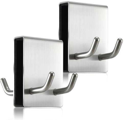 Happyiren Double-Sided Over Shower Towel Hooks, Stainless Steel Nonslip Towel Hook Hanger Holder for Frameless Glass Doors for Hanging Robe Loofah